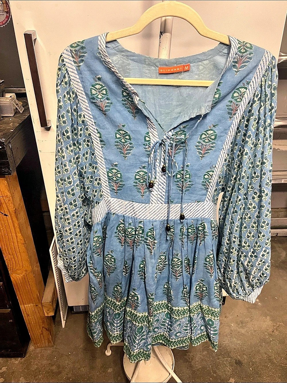 Oliphant Floral Mini Dress in Blue & Green